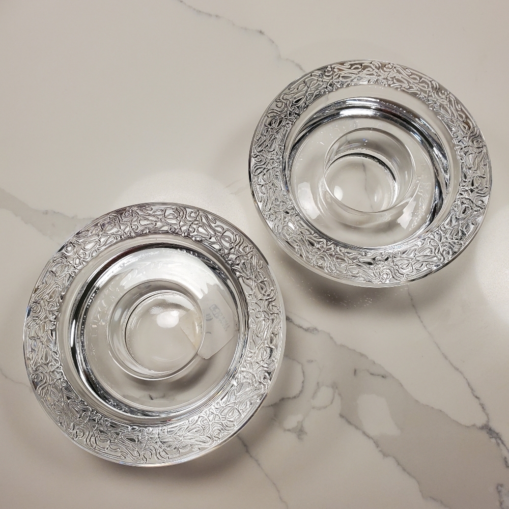 Votive candle holders, set of 2, glass, made in Germany, 4.5 inches